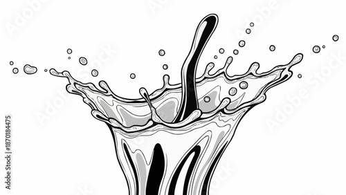 Dynamic Water Splash with Droplets and Waves.