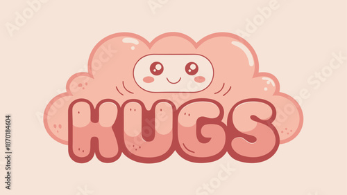 A cute cartoon cloud character giving a hug with a warm and friendly smile, perfect for kids' content or emotional expression