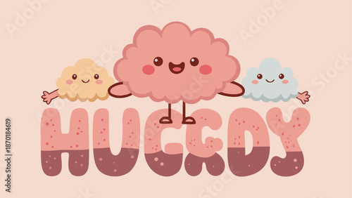 Adorable cartoon characters with a huggy theme, perfect for kids' branding or web design, conveying friendship and happiness.
