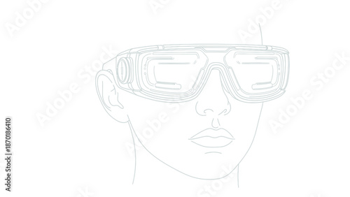 Man Wearing Virtual Reality Headset Illustration.