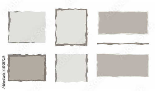 Decorative Torn Paper Strips and Frames Vector Set