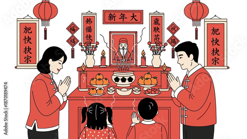 Family Performing Traditional Rituals During Cultural Celebration