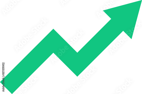 Rising increase up icon vector. Green upward arrow. Growth and succes icon. Business growth chart with an arrow, and a growing graph icon