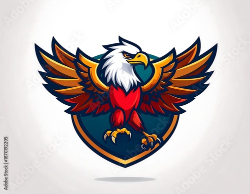 Eagle emblem, shield, wings spread