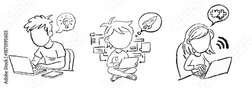 Children Engaged in Digital Learning with Laptop - Modern Education and E-Learning Concept