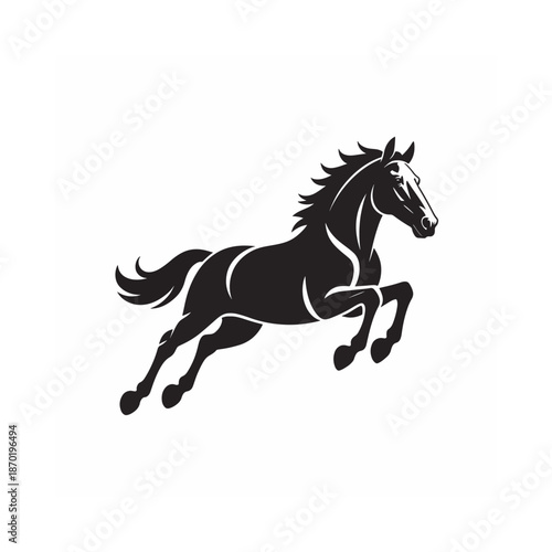 A dynamic black silhouette of a horse captured mid gallop showcasing power and grace