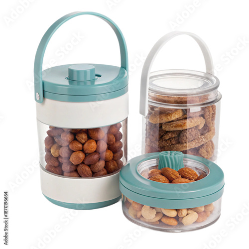 Practical snack jar carrier with silicone lid for organized storage