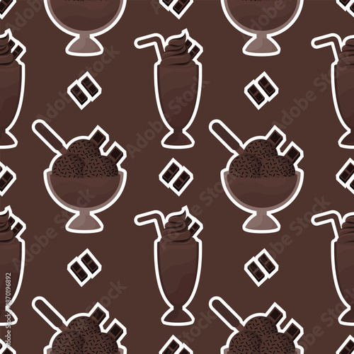 chocolate ice cream seamless pattern