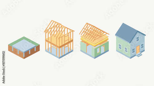 Stages of building a house from foundation to completion