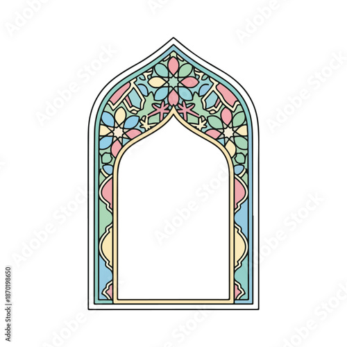 Islamic Arch Stained Glass Window Illustration