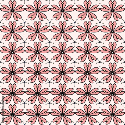 Seamless floral pattern collection featuring abstract botanical flowers and organic flowing shapes. Decorative repeating design with a modern vintage color palette, suitable for textile, fabric