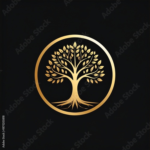 Golden tree in circle
