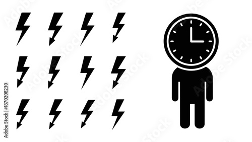 Time Pressure Concept With Lightning Icons