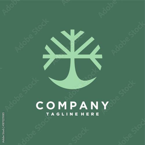 elegant tree life logo design vector