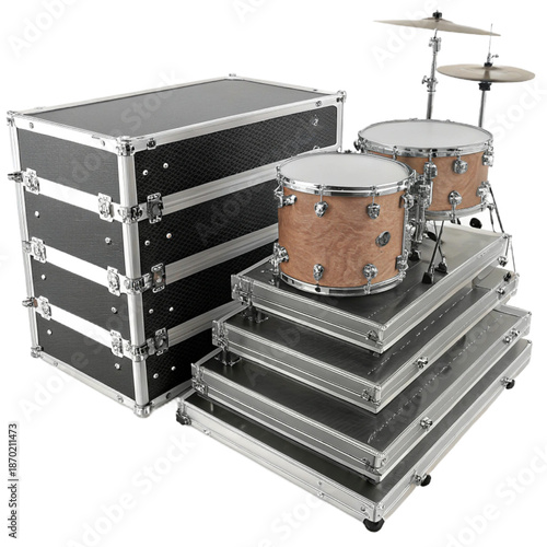 Acoustic drum shield panels stacked flat for effective sound control