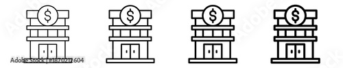 Bank Building  Icon Set Different Style Collection