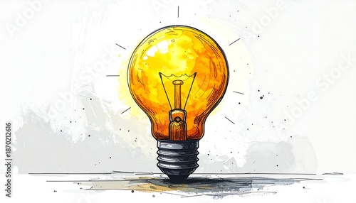 Illuminated lightbulb sketch