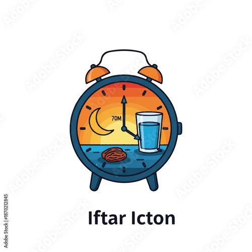 Alarm Clock with Coffee and Glass.