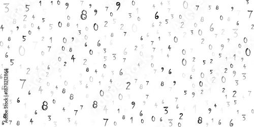 falling colorful messy numbers. math study concept with flying digits. posh back to school mathematics banner on white background. falling numbers vector illustrationeps.10..