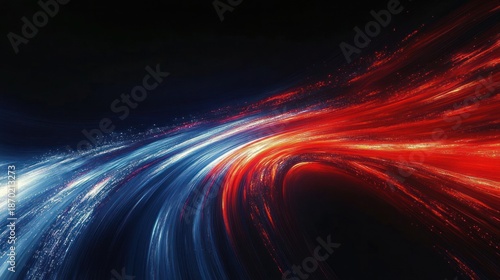 intense red and blue energy swirls converging in dynamic luminous motion