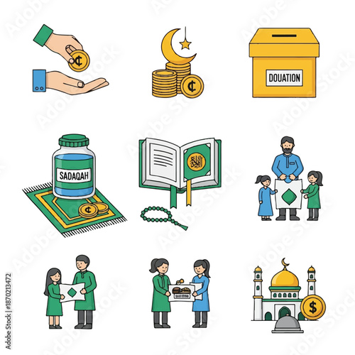 Charity and Donation Illustrations for Ramadan.