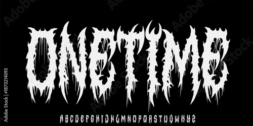 lettering in abstract scary letters. Vector set of alphabet letters and numbers written in blood and paint on black background. Horror font for headline, poster, label. Splash Alphabet