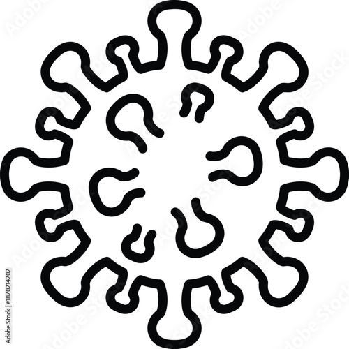 Coronavirus icon vector. covid 19 pandemic outline symbol, bacteria or germ disease illustration