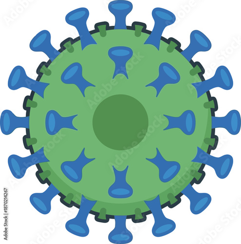 Viral Structure Illustration in Bold Colors