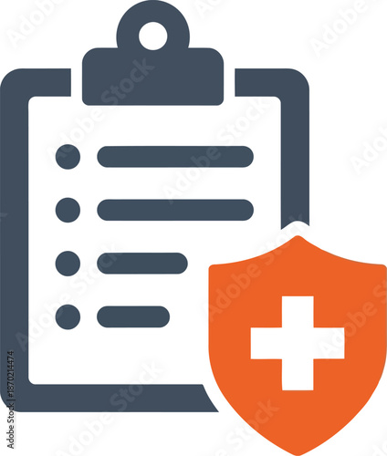Health insurance policy, medical document checklist and healthcare protection icon