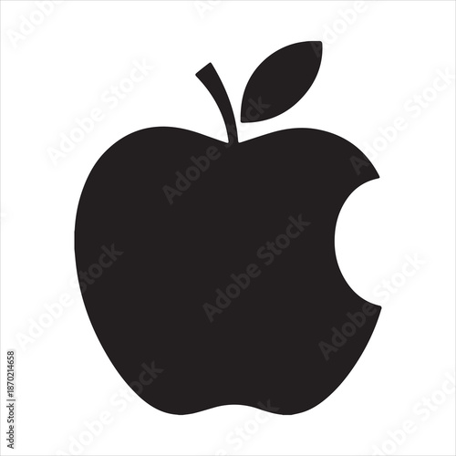 Iconic bitten apple logo in a simple black silhouette
