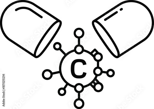 Vitamin c supplement capsule icon   essential nutrient and immune health support