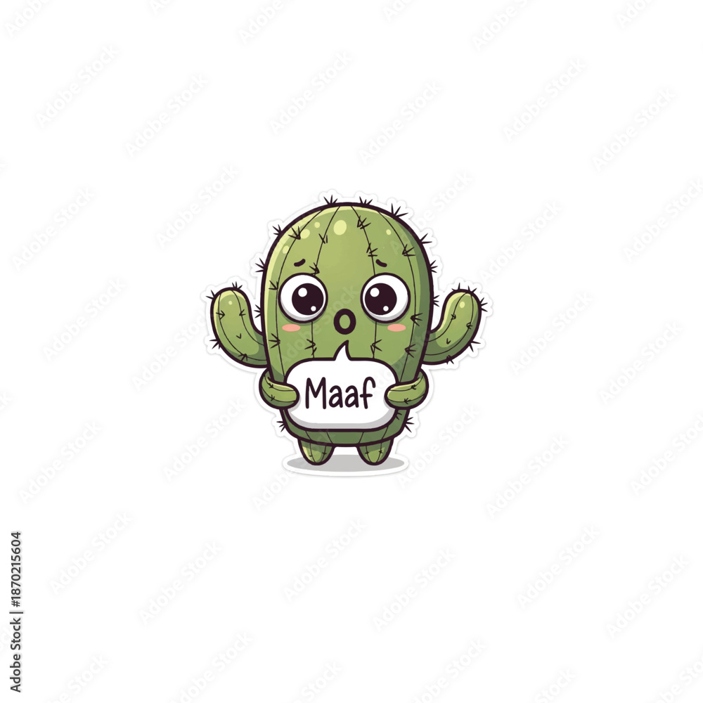 Fototapeta premium Cute Cactus Apology Icon