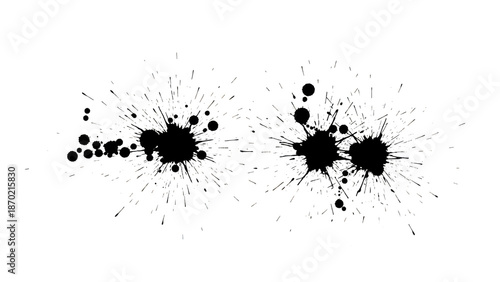 Wallpaper Mural Abstract White Outline Ink Splatters On Black Background Torontodigital.ca