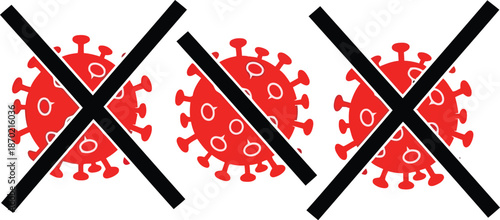 No covid 19 coronavirus concept. stop virus icon, pandemic prevention & protection symbol