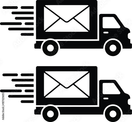 Express mail delivery truck icon vector. fast shipping service symbol for logistics design
