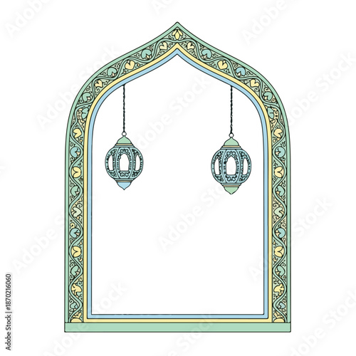Islamic Arch with Lanterns Ramadan Decor Arabic Architecture