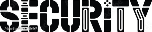 Bold Black Stencil Font Spelling "SECURITY" on White Background