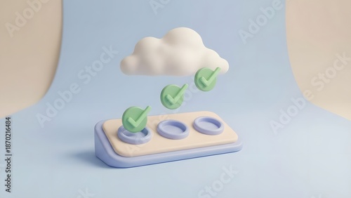 Wallpaper Mural Cloud Computing Interface with Checkmarks and Buttons Torontodigital.ca