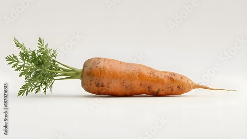 Wallpaper Mural A fresh carrot with green top lying on a white surface Torontodigital.ca