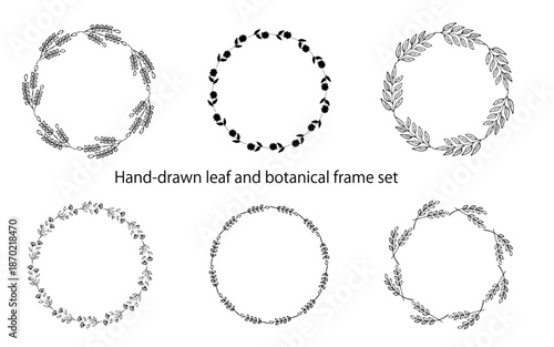 手描きの葉のフレームセット