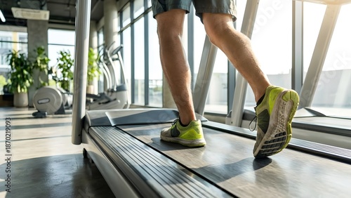 Wallpaper Mural Person Running on Treadmill in Modern Gym with Natural Light Torontodigital.ca