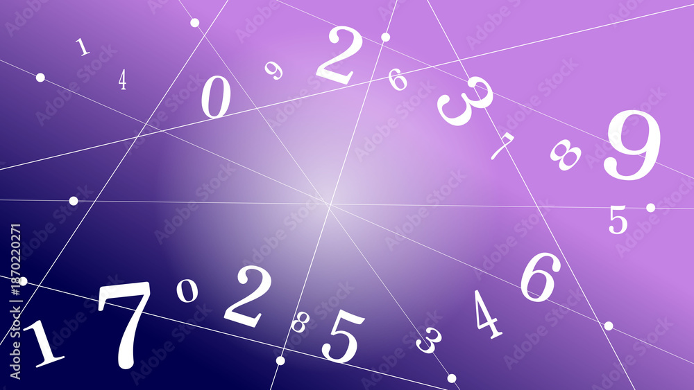 Obraz premium 数字を散りばめた数秘術の背景イラスト(16:9)