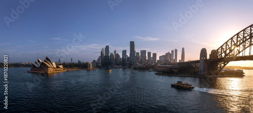 Photography Australia Sydney downtown skyline panorama and financial business center cityscape near Opera House
