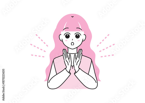 拍手する女の子のイラスト