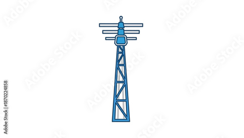 Blue Telecommunication Tower with Antennas.