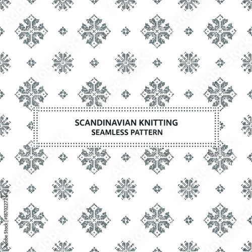 Elegant scandinavian knitting seamless pattern nordic folk art inspired geometric textile design vector
