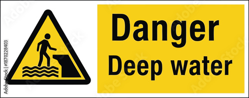 Danger deep water warning sign safety symbol alert alerting caution risk hazard warning informative vector