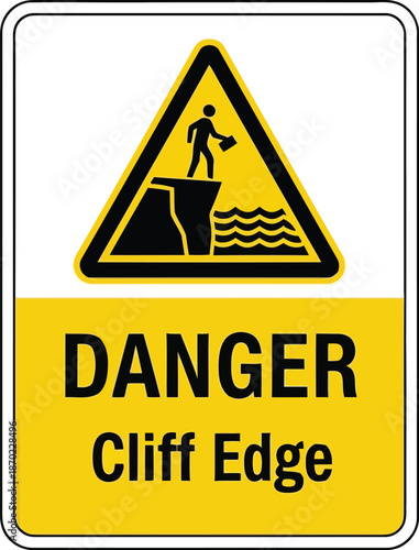 Warning sign danger cliff edge warning symbol safety alert hazard informational notice vector