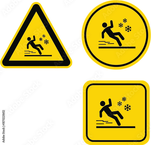 Cautionary warning signs for slipping hazard wet floor safety awareness symbols vector