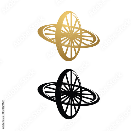 Abstract geometric orbital shape isolated on white background